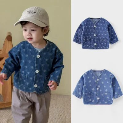 Children's Denim Jackets 2025 New Autumn Coats for Kids Boys Girls Outerwear Print Star Toddler Windbreaker Baby Outfits