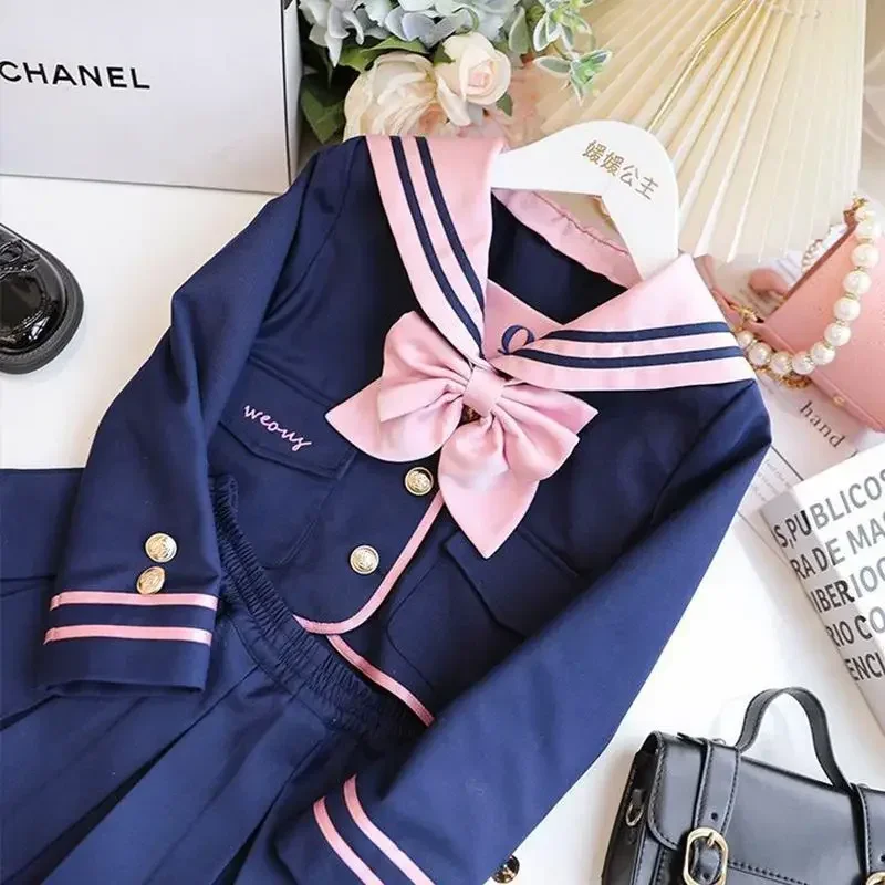 Children's Clothing Sets Children's Bow Coat + Pleated Skirt 2pcs Kids Clothes for Girls Baby Girl Outfit Set 4 To 15 Years - Image 5
