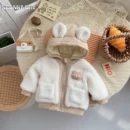 Winter Kids Baby Boys Girls Bear Cartoon Otwear - Infant Thicken Warm Plush Zipper Jakcet , Toddler Children Cute Outwear Coat