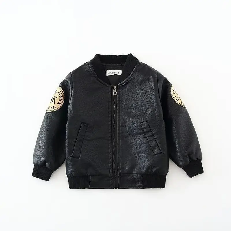 Spring Boys PU leather jacket outerwear for toddler baby clothes kids outfits children Kids clothing zipper leather jacket coat - Image 4